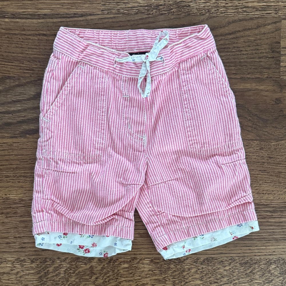 Baby Boden Pink and White Striped Seersucker Pants